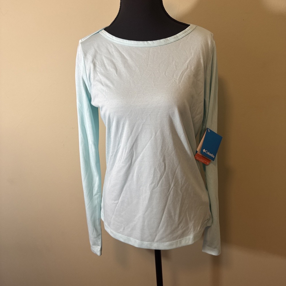 Columbia‎ Women's Top Omni-Shade Sun Goddess UPF 15 Light Blue Size Small NEW!